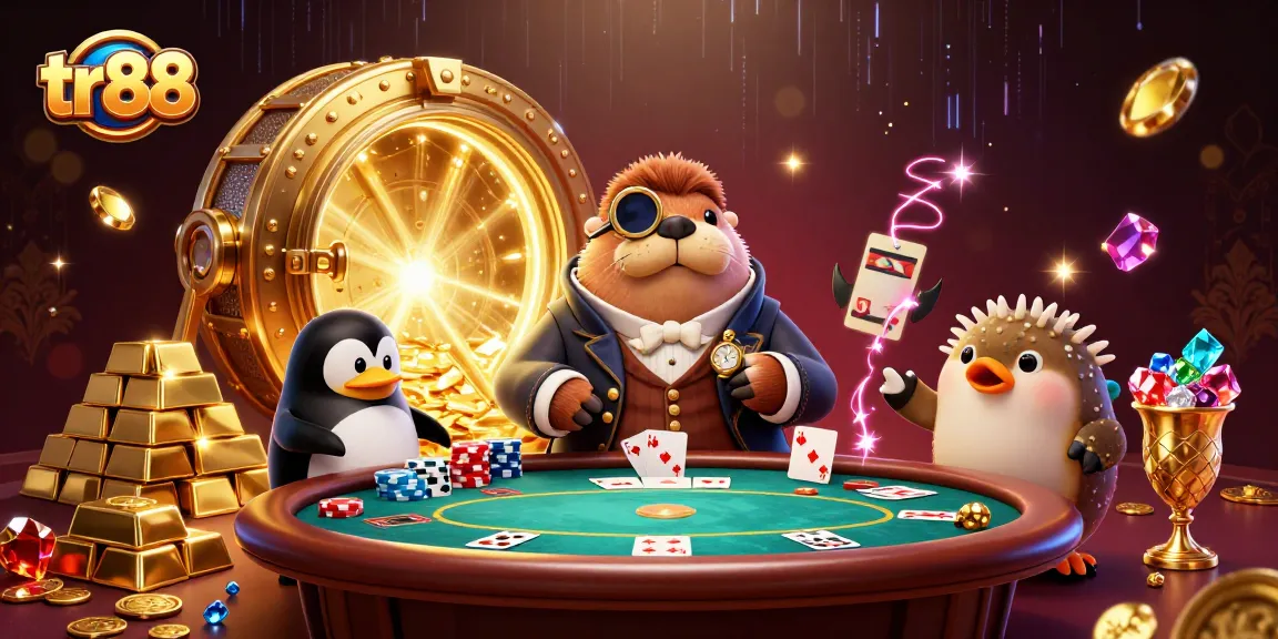 Experience fortune at tr88 with a jolly walrus playing poker at an underwater casino table