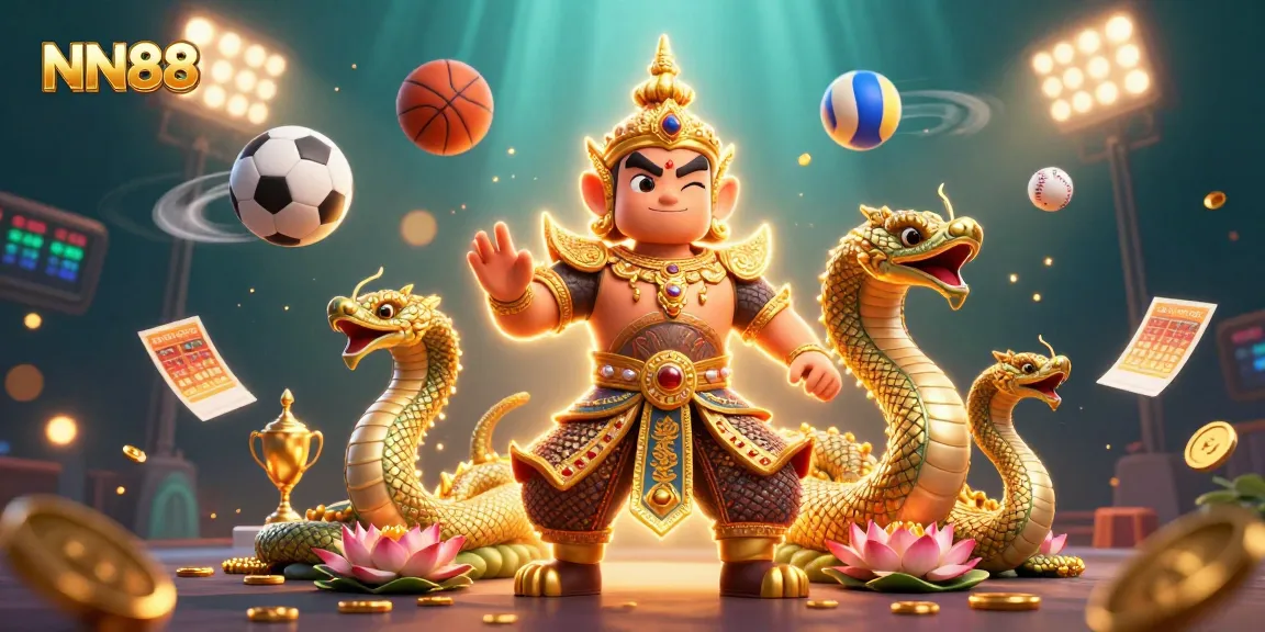Experience exhilarating gaming at NN88 with vibrant 3D illustration showcasing engaging sports events and gaming excitement.