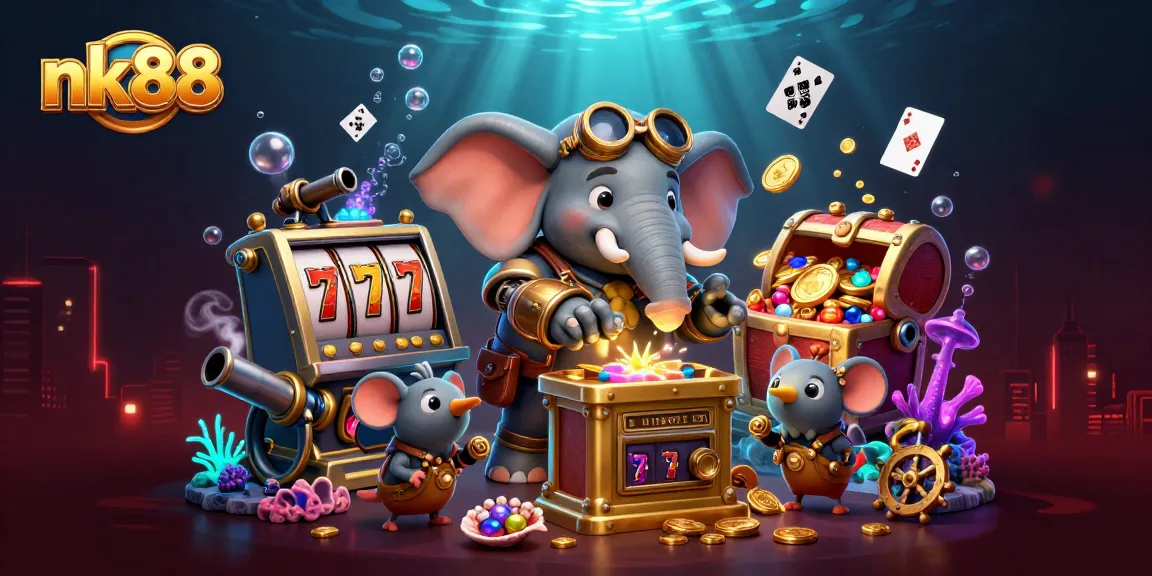 Engage with nk88 through exciting slots with a steampunk elephant engineer and treasure elements.