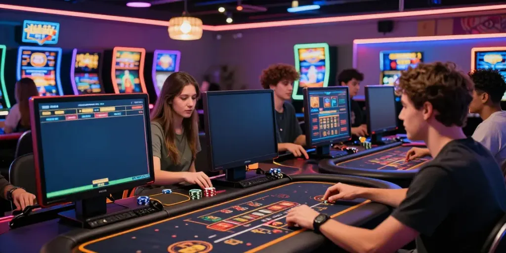 Engaging scene at https://man88.hair/ showcasing players enjoying thrilling online casino games in a vibrant setting.