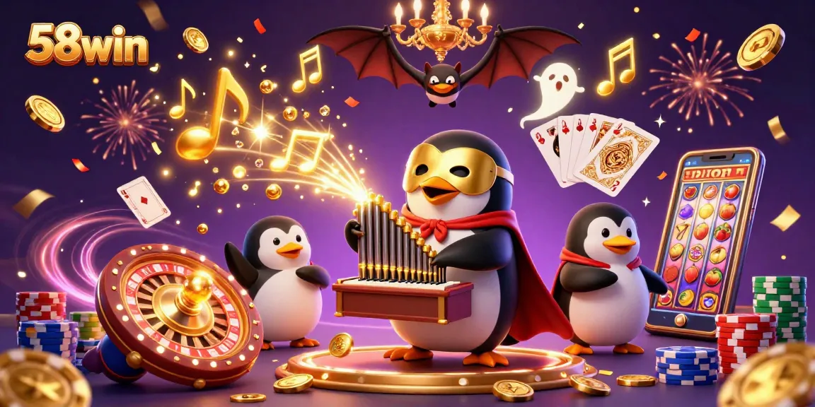 Play engaging games at 58win with thrilling golden coins and casino elements in action.