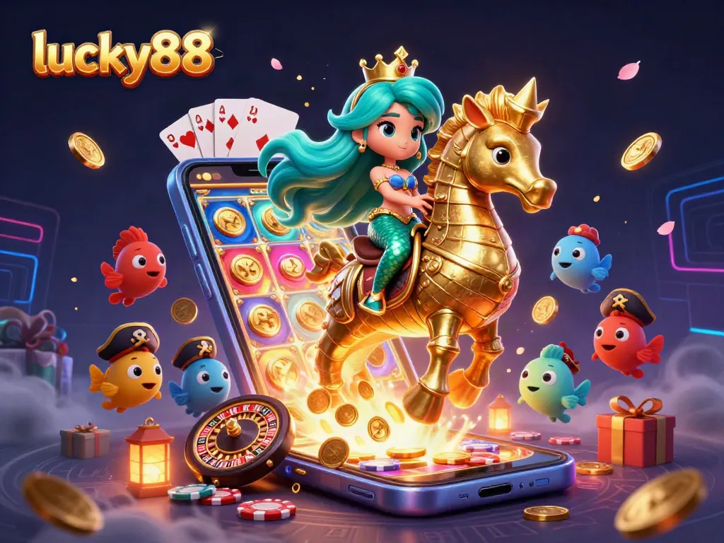 Experience the magic of lucky88 with vibrant slot games and a colorful underwater adventure.