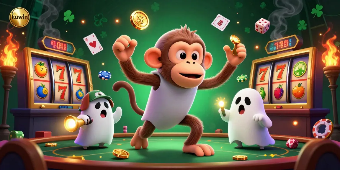 kuwin spins golden slots and jackpots in a vibrant haunted casino scene