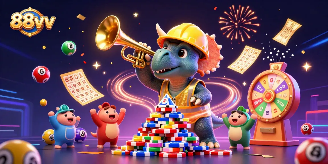 Celebrate big wins and jackpots with 88vv in a vibrant, action-packed casino scene.