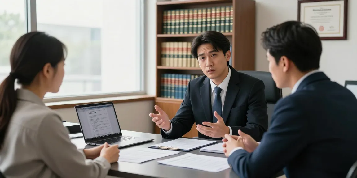 Criminal lawyer explaining his explanation to a client during a consultation, showcasing trust and professionalism.