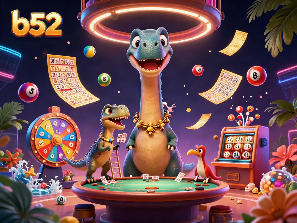 Engage in exciting gameplay at b52 with thrilling lottery balls and interactive elements in a vibrant casino setting.