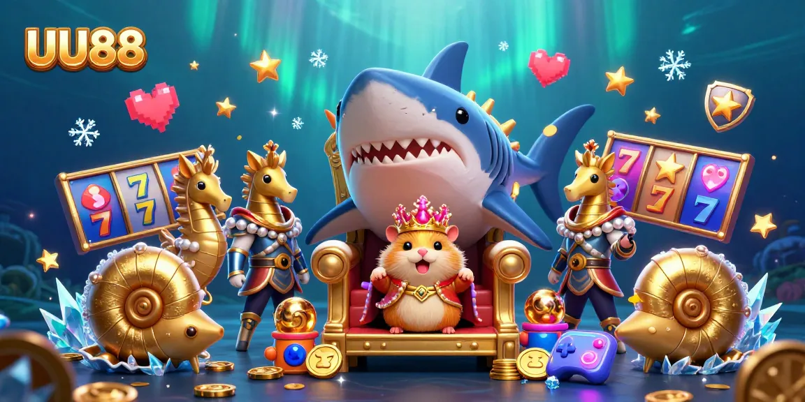 Spin the reels and win big with UU88 in this vibrant 3D casino scene filled with dynamic game elements.