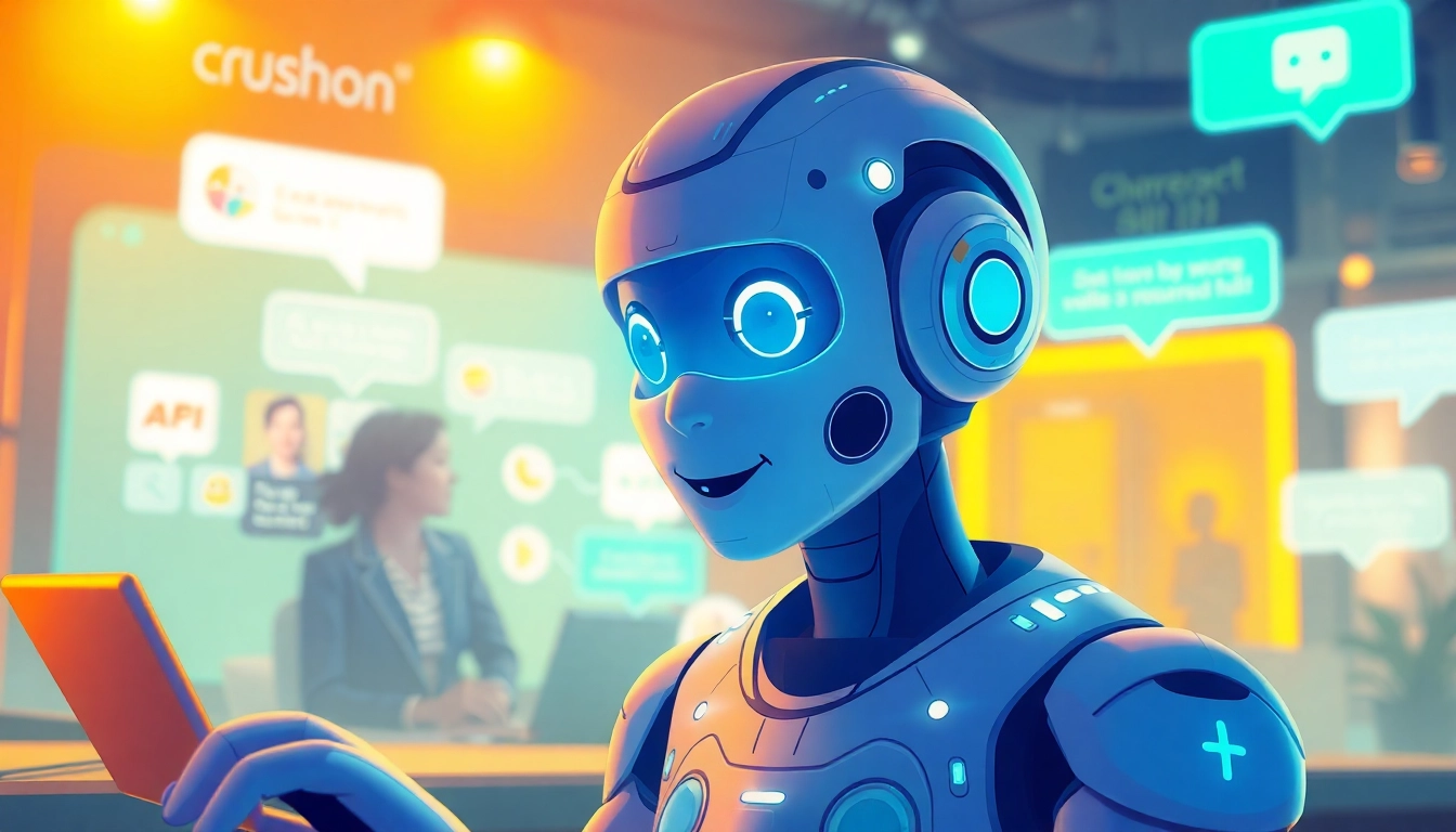 Interactive digital AI character chat scene, representing crushon ia with engaging visuals.