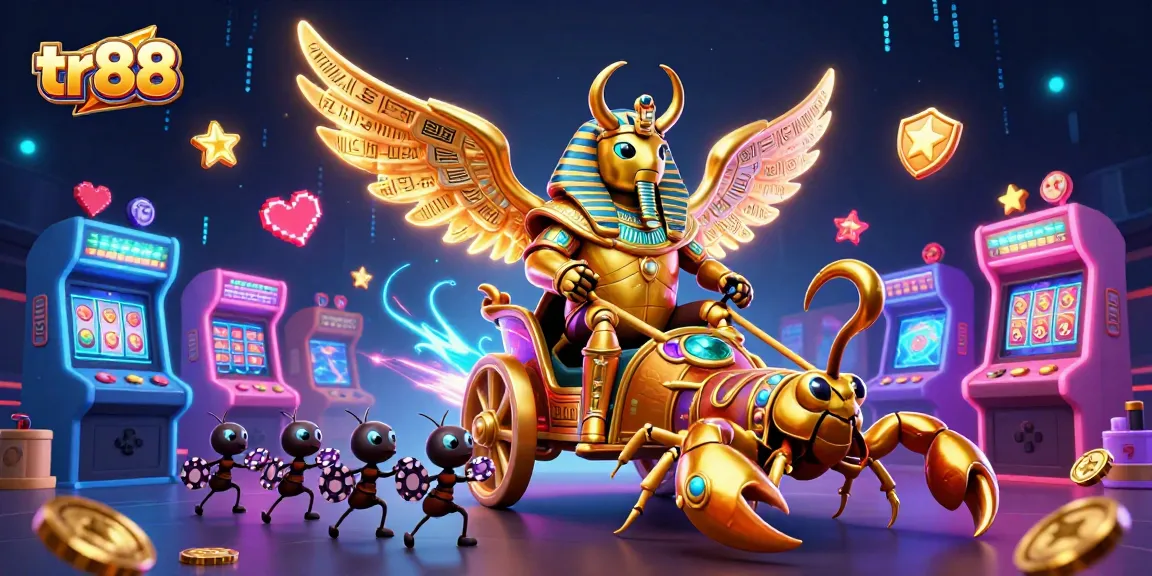Experience the thrill of tr88's slot games with colorful characters in a dynamic casino setting.