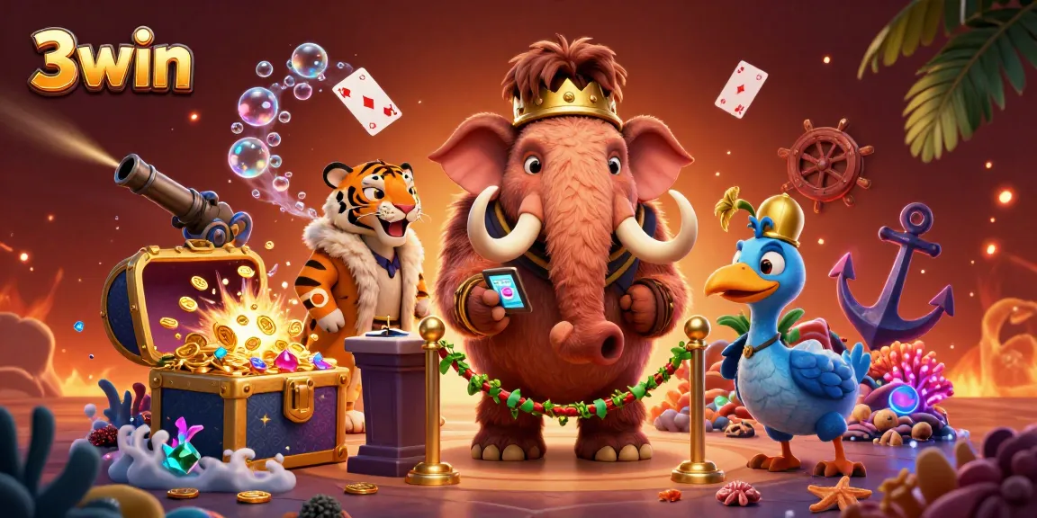 Experience excitement at 3win casino with vibrant characters and immersive elements in a dynamic gaming environment.