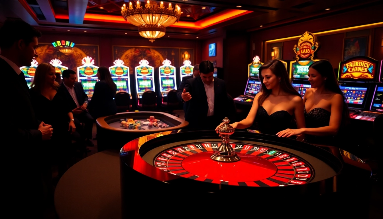 Engaging players spin the roulette wheel at https://lucky88ai.net/ casino, illustrating excitement and luxury.