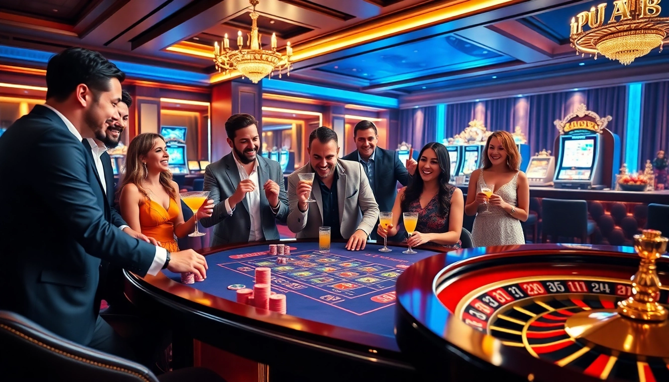 Thabet's vibrant casino environment showcasing players enjoying poker and slot machines.