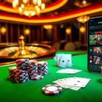 Experience winning hands with the one88 app amid a vibrant casino ambiance filled with poker chips and roulette wheels.