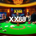 Thrilling casino gaming experience at XX88 with players and vibrant tables