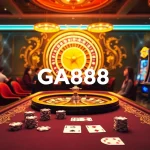 Experience the thrill of GA888 with an elite casino scene featuring poker tables and slot machines.