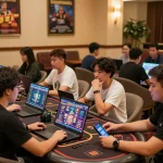 Players enjoying games at Nhà cái MM88 online casino, focusing on strategy and excitement.