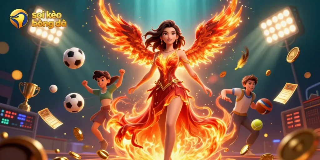 Engage in soi kèo bóng đá with thrilling sports betting action illustrated through dynamic gameplay elements.