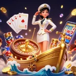 Engage with 555win for thrilling online gaming, surrounded by a dazzling array of casino elements.