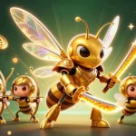 Experience excitement at Go88 with a vibrant 3D rendering featuring golden hornet warriors and crypto elements.