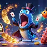 Engage with totoslot as the bioluminescent eel showcases magical card tricks in an exciting casino setting.