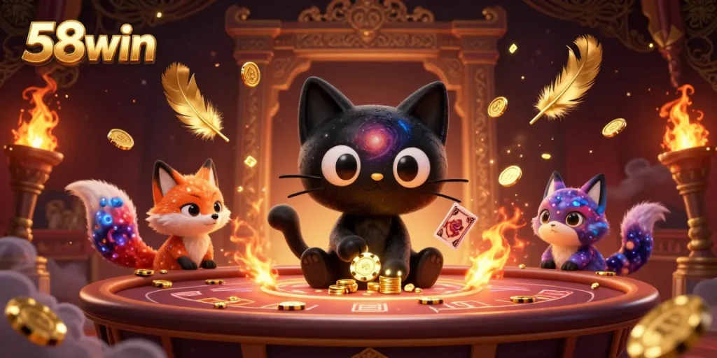 Experience thrilling gaming with 58win at a cosmic casino featuring enchanting characters and dynamic elements.