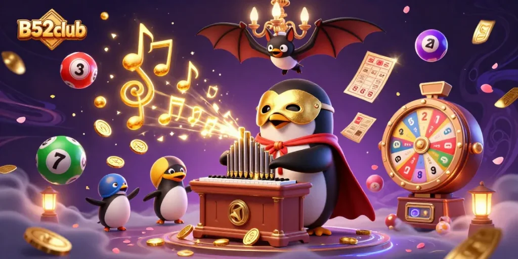 B52club offers immersive gaming with stylish penguins and exciting casino elements.