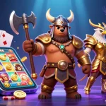 Experience the thrilling world of ee88 with a vibrant 3D casino scene featuring a Viking bear and dynamic slot games.