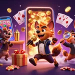 Engage in thrilling gaming action at PG99, where hyenas entertain at an exciting casino scene.