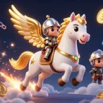 Experience exhilarating gambling action with uu88, featuring a celestial white horse and crypto elements.
