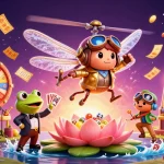 Bong88 offers a vibrant casino experience with dynamic gaming elements surrounded by colorful visuals.